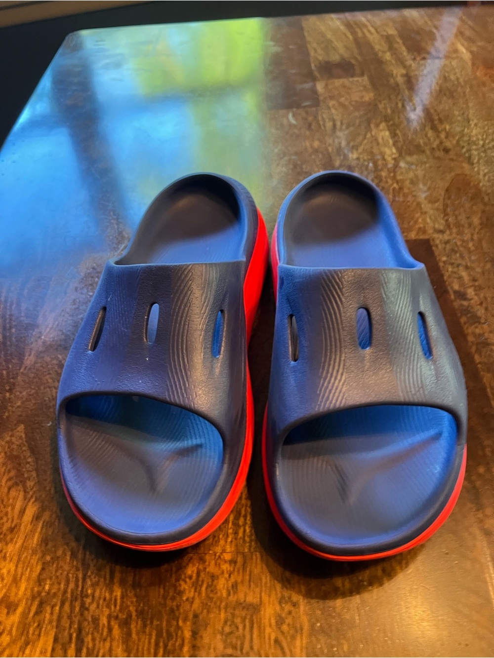 Unisex Navy and Red Slide Sandals - Comfortable Everyday Slip-Ons
